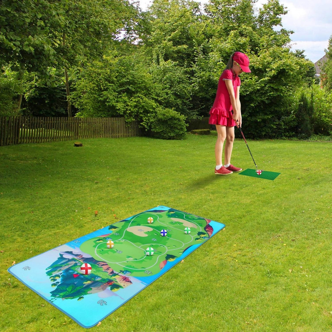 Casual Golf Game Set Indoor Outdoor Golf Pratice Mat Chipping Green Golf Yard Games for Kids Adults with 20 Sticky Golf Image 8