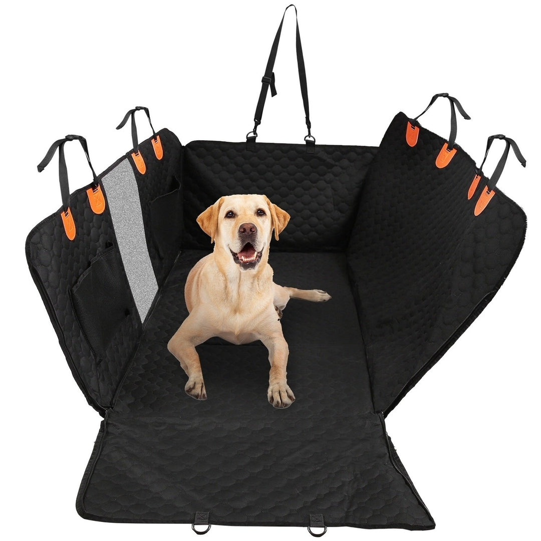 Dog Car Back Seat Cover With Zipper Mesh Window Storage Bags Waterproof 600D Oxford Cloth Car Seat Protector With Slide Image 1