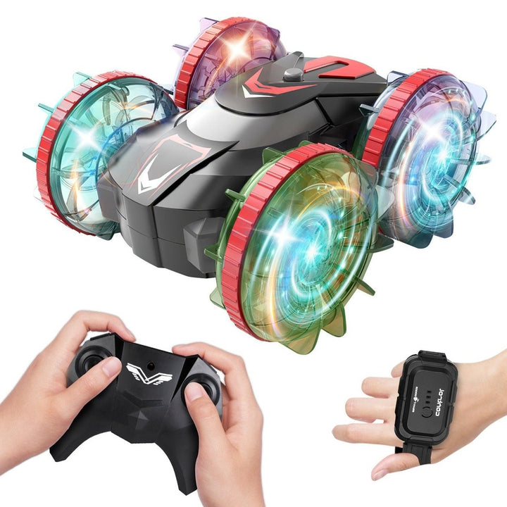 2 In 1 Amphibious RC Car Waterproof Stunt Car with Wrist Controller 4WD 360 Rotating Gesture Car with RGB Lights for Image 2