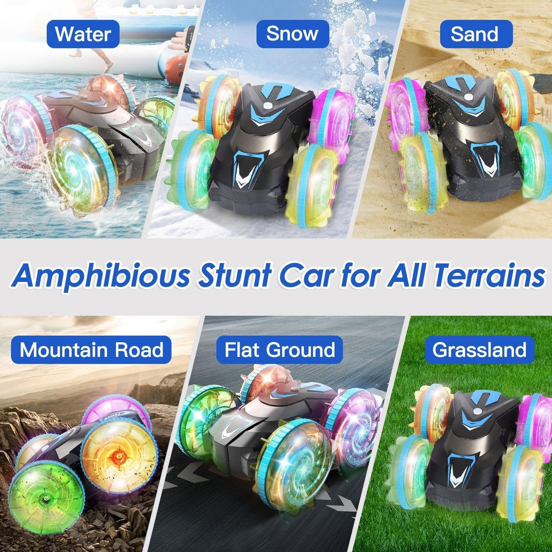 2 In 1 Amphibious RC Car Waterproof Stunt Car with Wrist Controller 4WD 360 Rotating Gesture Car with RGB Lights for Image 4