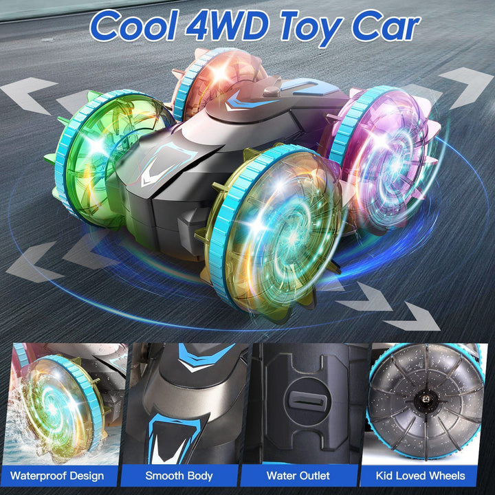 2 In 1 Amphibious RC Car Waterproof Stunt Car with Wrist Controller 4WD 360 Rotating Gesture Car with RGB Lights for Image 9