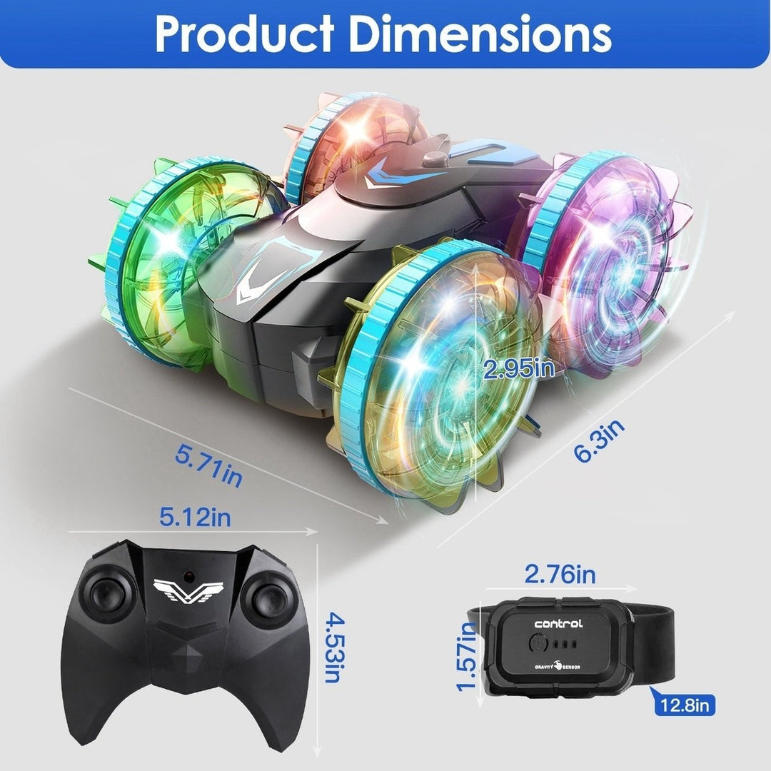 2 In 1 Amphibious RC Car Waterproof Stunt Car with Wrist Controller 4WD 360 Rotating Gesture Car with RGB Lights for Image 11