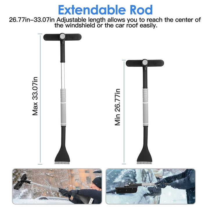 2 In 1 Ice Scraper Extendable Car Snow Brush Telescopic Snow Removal Tool Automobile Snow Shovel Frost Removal with 360 Image 3