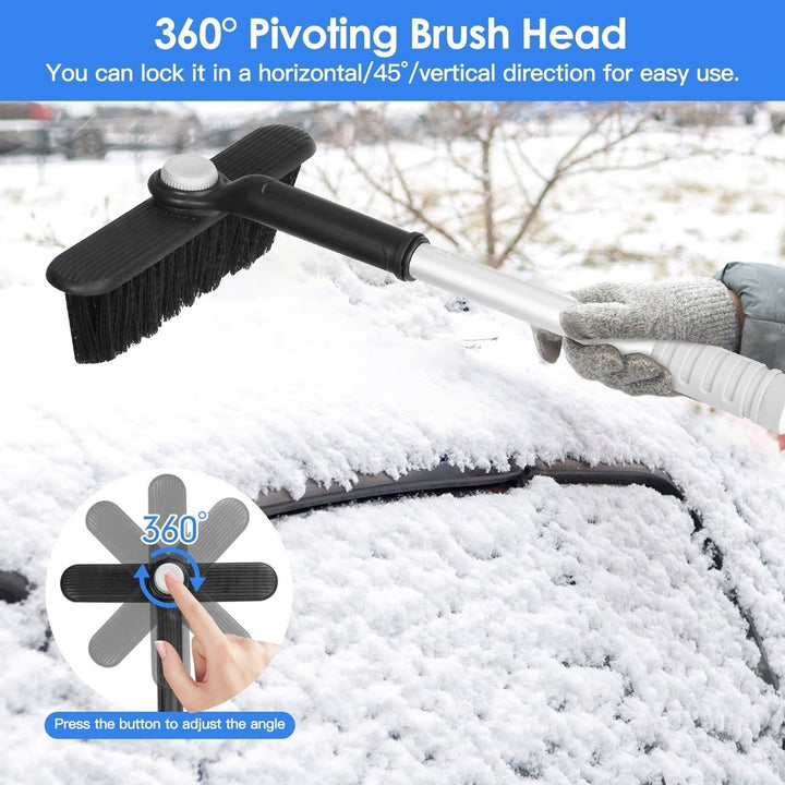 2 In 1 Ice Scraper Extendable Car Snow Brush Telescopic Snow Removal Tool Automobile Snow Shovel Frost Removal with 360 Image 4