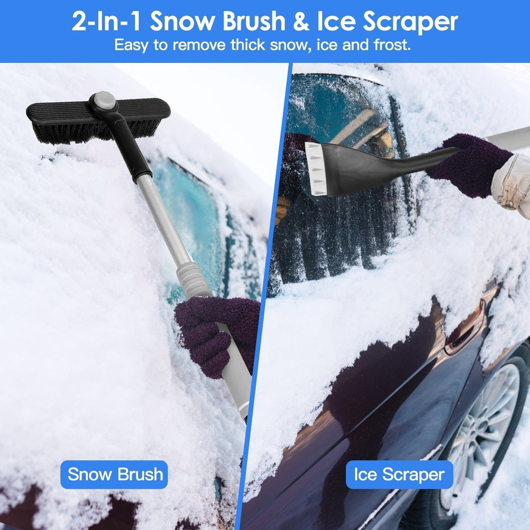 2 In 1 Ice Scraper Extendable Car Snow Brush Telescopic Snow Removal Tool Automobile Snow Shovel Frost Removal with 360 Image 4