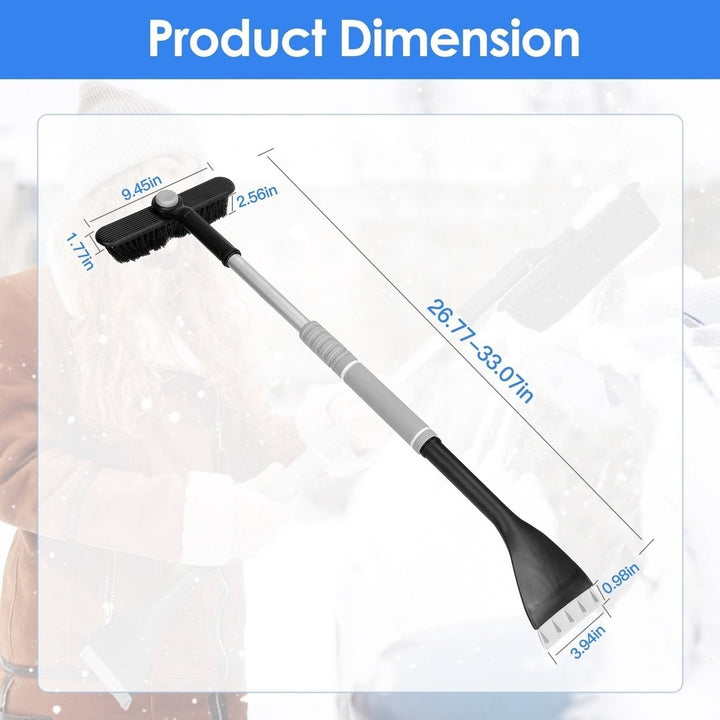 2 In 1 Ice Scraper Extendable Car Snow Brush Telescopic Snow Removal Tool Automobile Snow Shovel Frost Removal with 360 Image 9