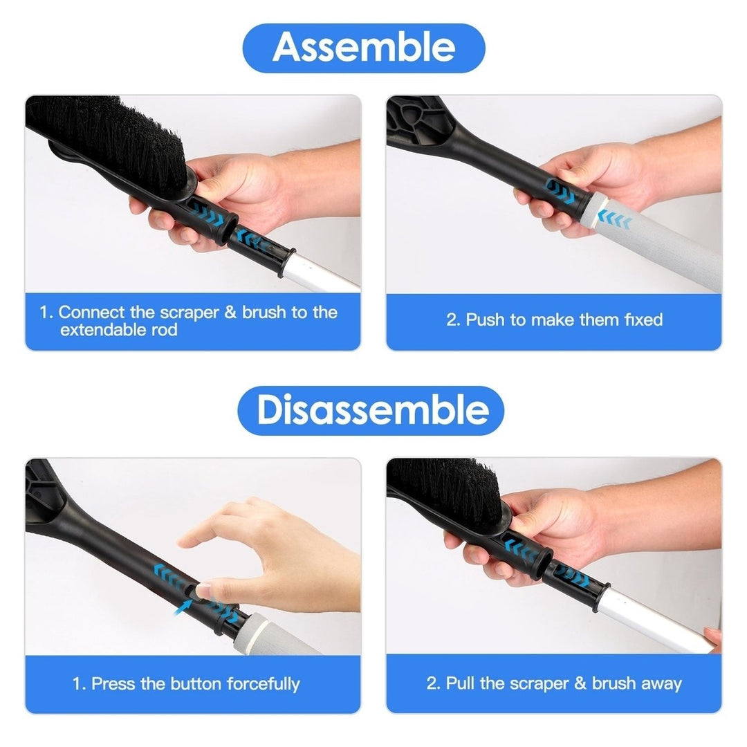 2 In 1 Ice Scraper Extendable Car Snow Brush Telescopic Snow Removal Tool Automobile Snow Shovel Frost Removal with 360 Image 11