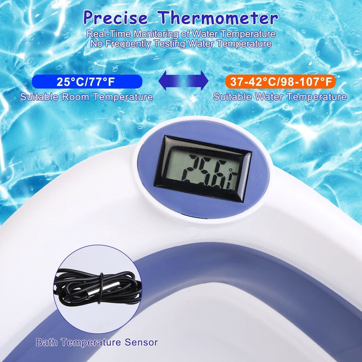 Baby Bath Tub with Thermometer Collapsible Travel-Friendly 0-24Months Baby Bathtub Image 3