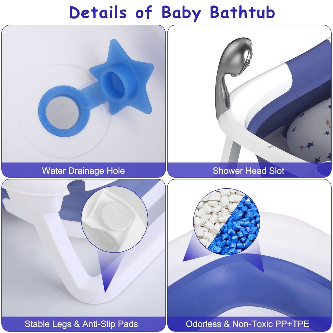 Baby Bath Tub with Thermometer Collapsible Travel-Friendly 0-24Months Baby Bathtub Image 4