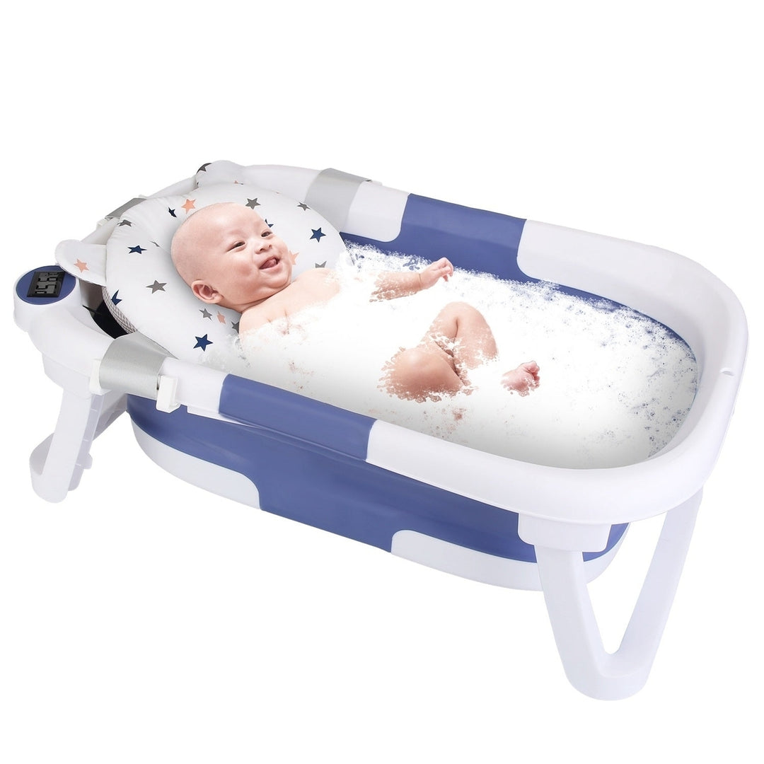 Baby Bath Tub with Thermometer Collapsible Travel-Friendly 0-24Months Baby Bathtub Image 11