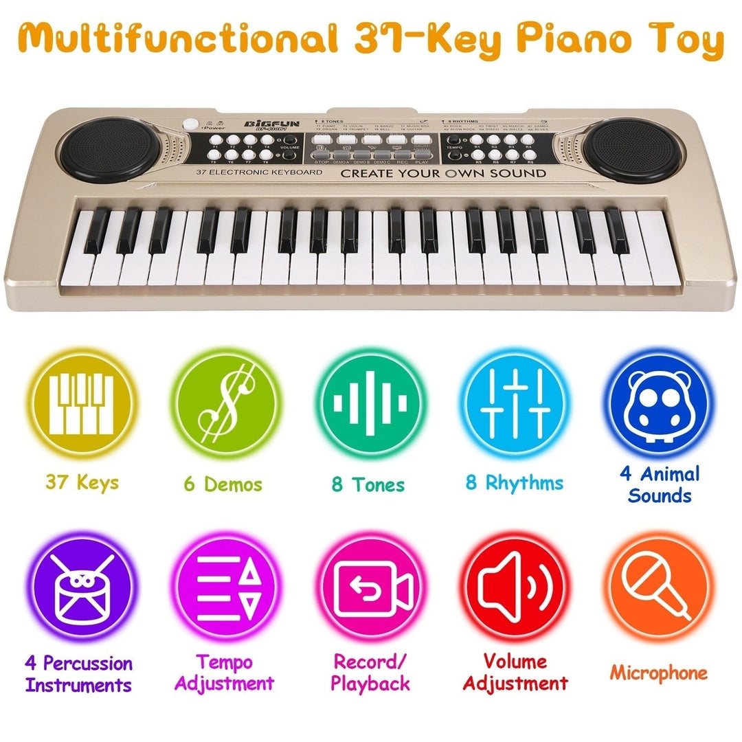 37 Keys Digital Music Electronic Keyboard Electric Piano Musical Instrument Kids Learning Keyboard with Microphone for Image 2