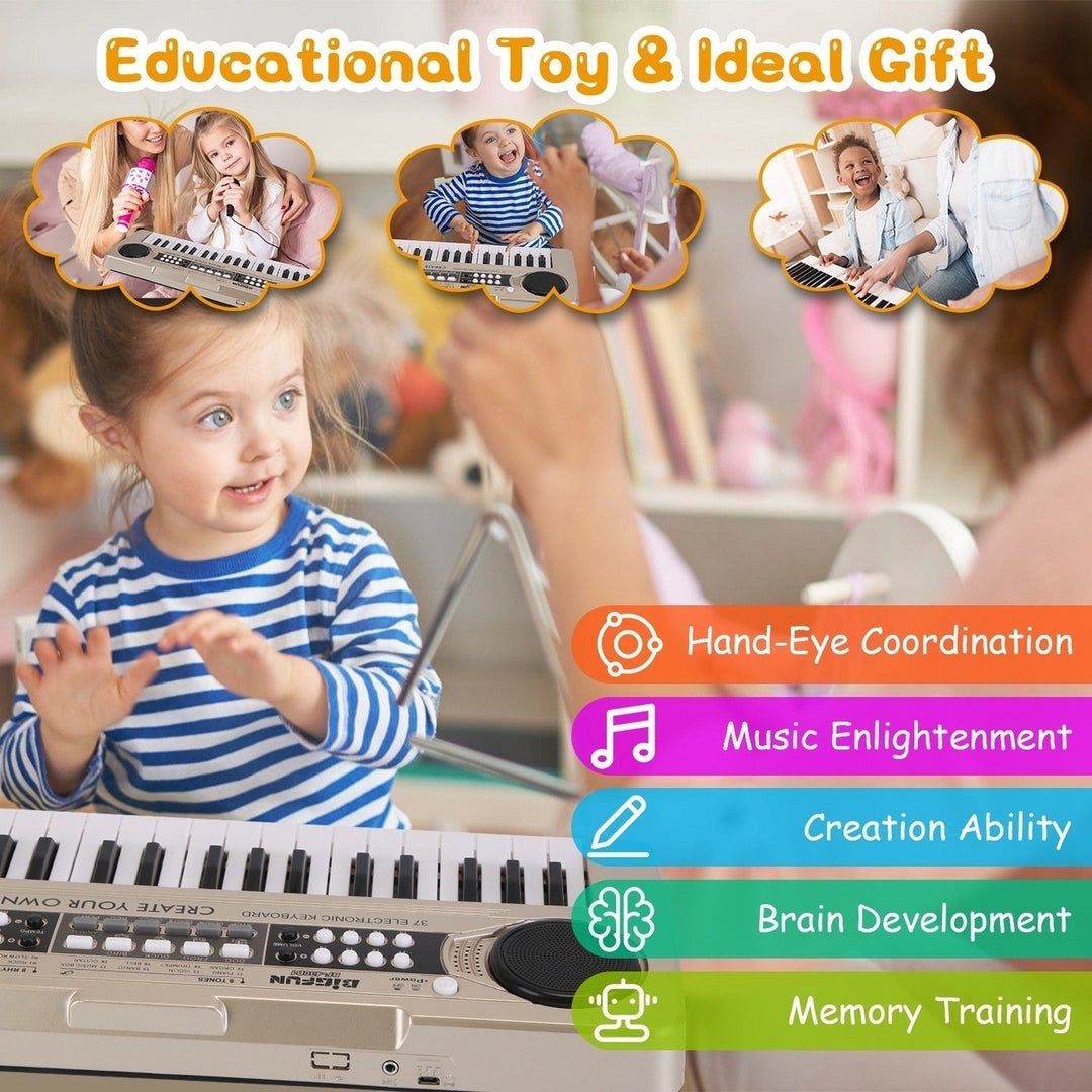 37 Keys Digital Music Electronic Keyboard Electric Piano Musical Instrument Kids Learning Keyboard with Microphone for Image 4