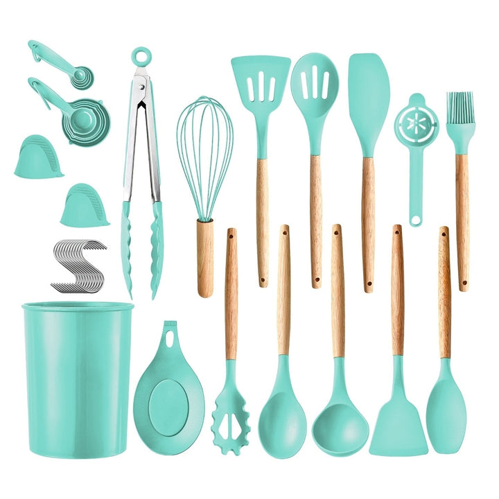 35Pc Kitchen Cooking Utensils Set Spatula Set Baking Utensil Set Kitchen Accessories Necessities with Holder Egg Whisk Image 11