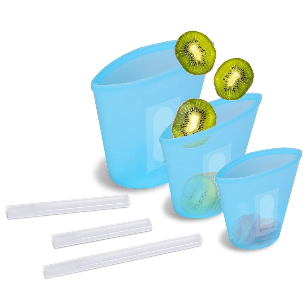 3Pcs Silicond Food Storage Bags Reusable Leakproof Food Container Set with 3 Seals Microwave Dishwasher Safe Environment Image 11