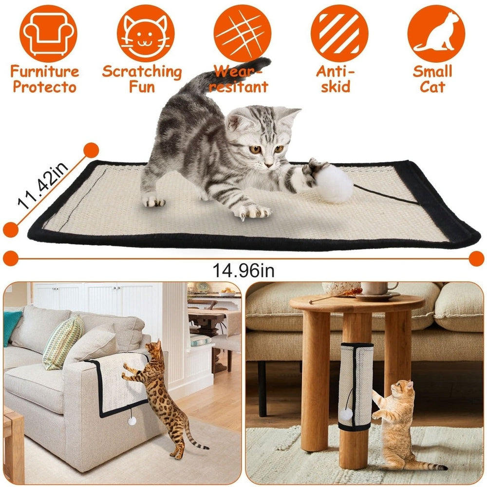 14.96x11.42in Cat Scratching Pad Small Cat Scratcher Natural Sisal Scratching Mat for Cat Image 2