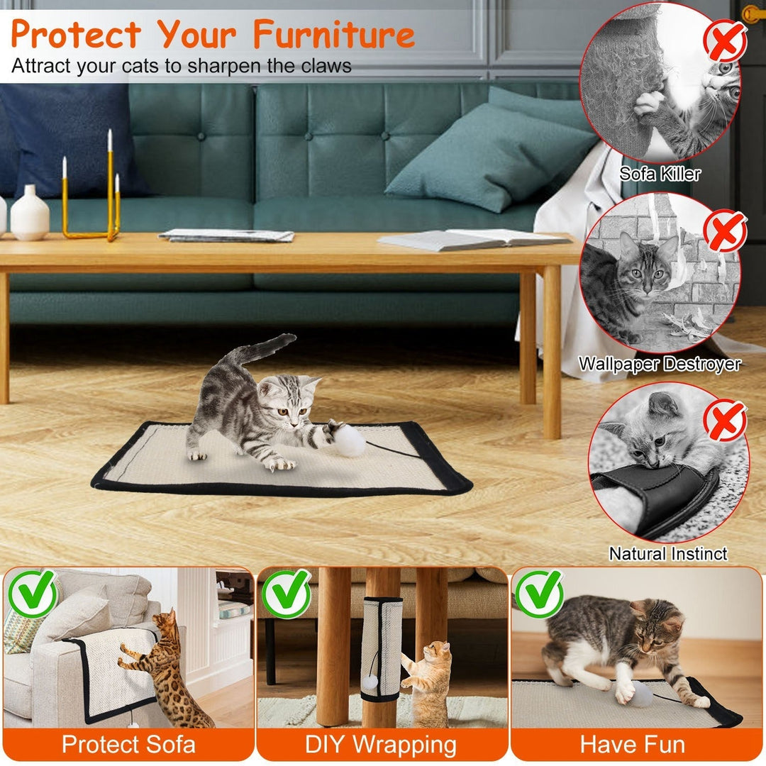 14.96x11.42in Cat Scratching Pad Small Cat Scratcher Natural Sisal Scratching Mat for Cat Image 3