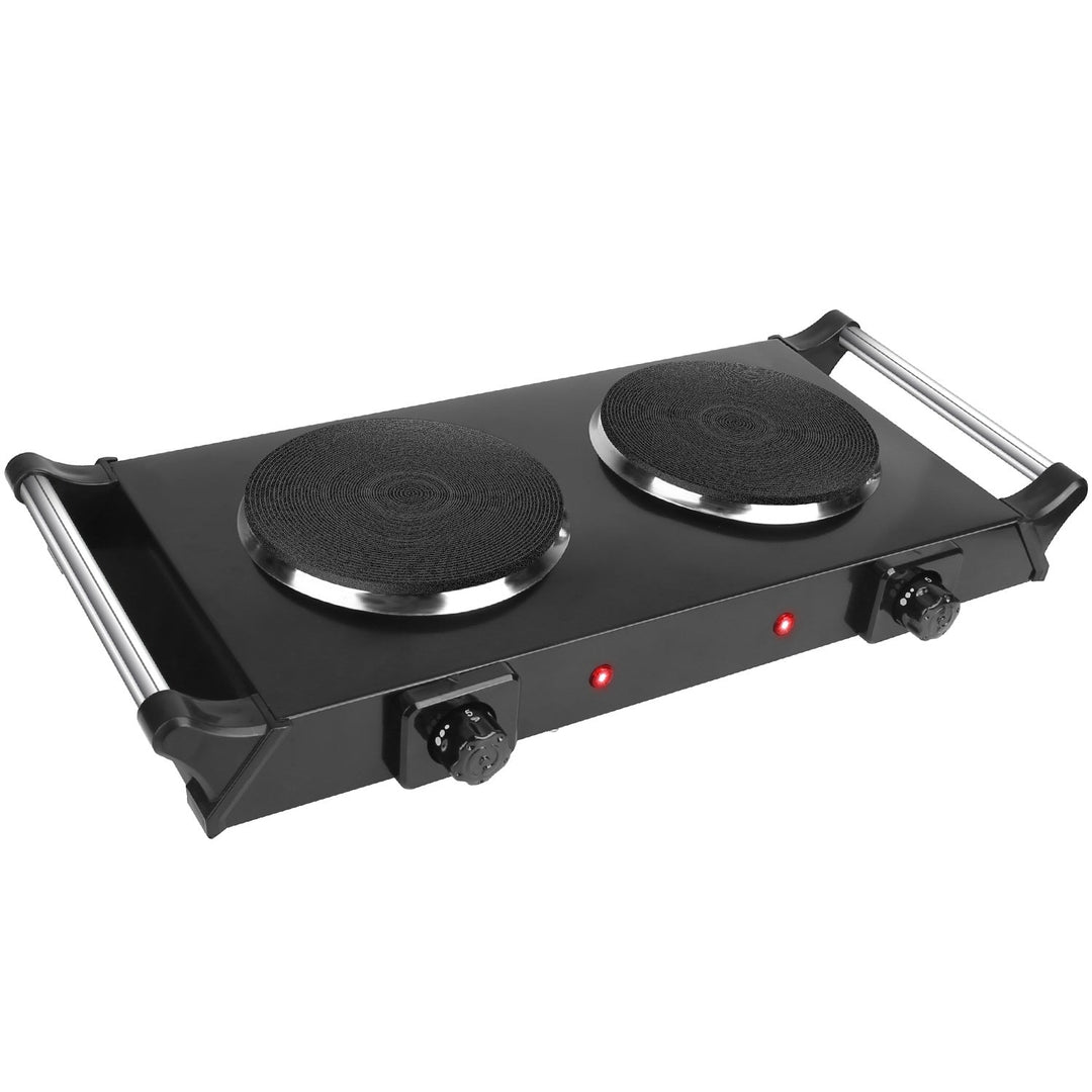 2000W Electric Dual Burner Portable Coil Heating Hot Plate Stove Countertop RV Hotplate with 5 Temperature Adjustments Image 1