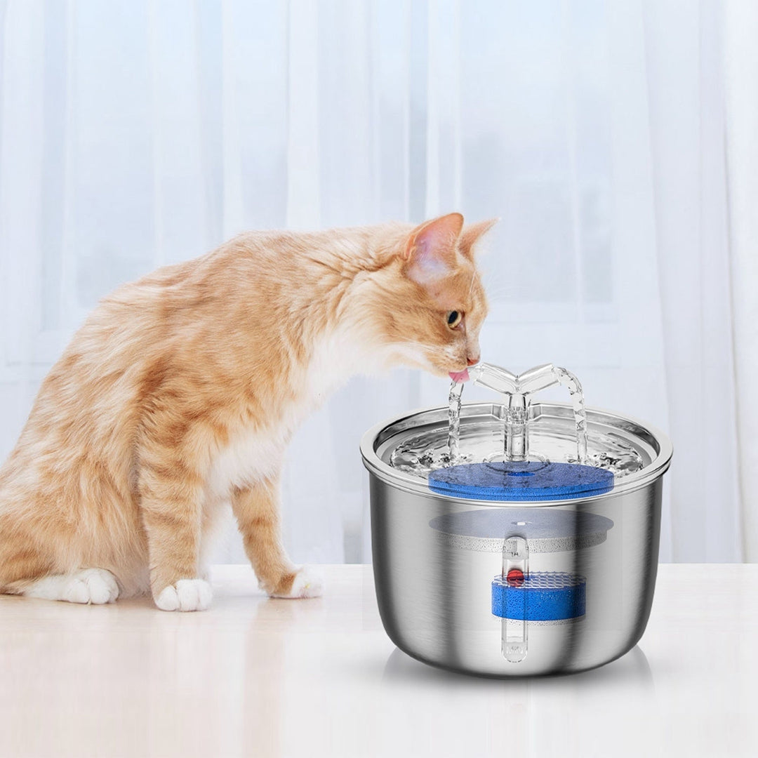 2L/67.6Oz Automatic Electric Pet Water Fountain Stainless Steel Pet Drinking Fountain Cat Dog Water Dispenser Image 4