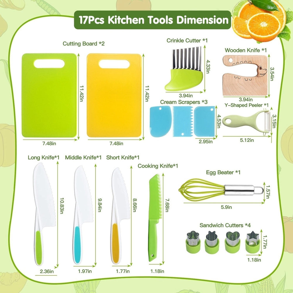 17Pcs Montessori Kitchen Tools Toddlers-Kids Cooking Sets Real-Toddler Safe Knives Set Kitchen Cookware Baking Toy Sets Image 2