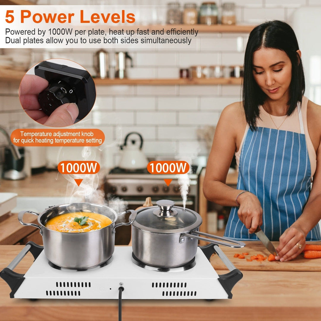 2000W Electric Dual Burner Portable Coil Heating Hot Plate Stove Countertop RV Hotplate with 5 Temperature Adjustments Image 10