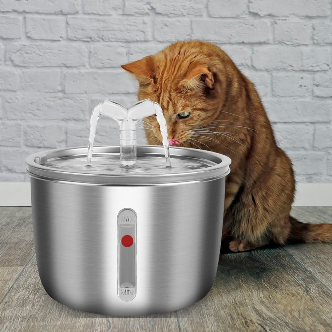 2L/67.6Oz Automatic Electric Pet Water Fountain Stainless Steel Pet Drinking Fountain Cat Dog Water Dispenser Image 10