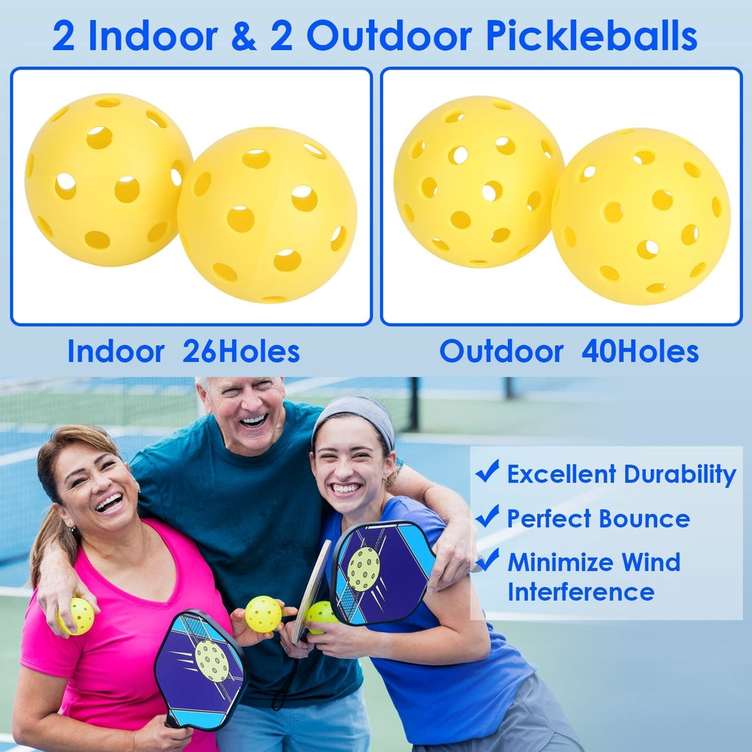 1Pc Pickleball Set 2 Fiberglass Paddles 4 Outdoor Indoor Balls Portable Carry Bag 2 Cooling Towel Lightweight Ergonomic Image 4