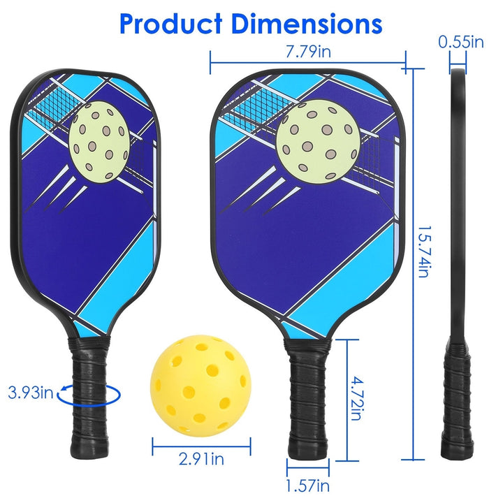 1Pc Pickleball Set 2 Fiberglass Paddles 4 Outdoor Indoor Balls Portable Carry Bag 2 Cooling Towel Lightweight Ergonomic Image 6