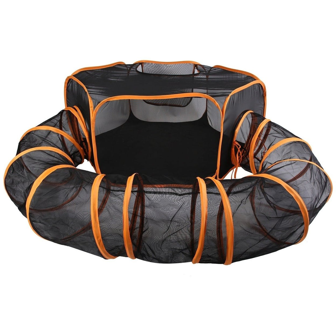 2 In 1 Foldable Pet Play Tent with Tunnel Pet Cage Tent Pet Enclosures Playground Image 10