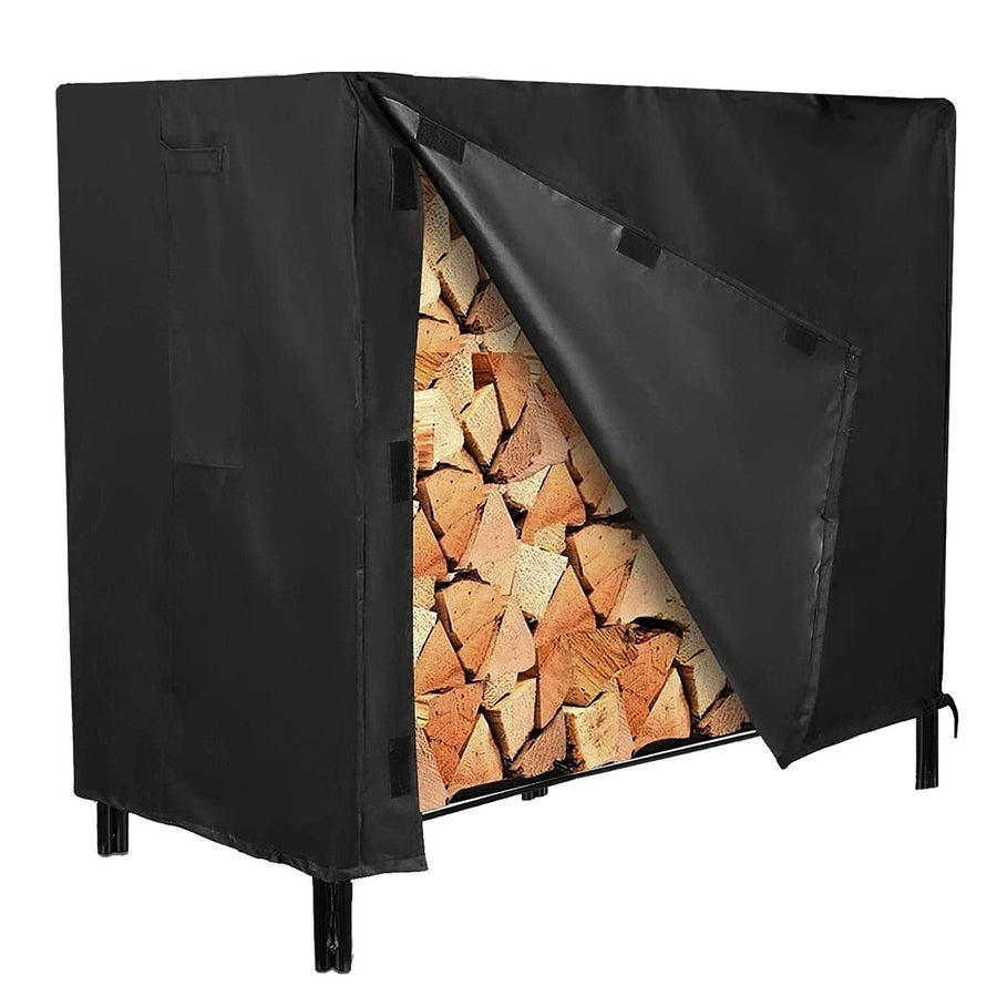 4FT Firewood Log Rack Cover Rectangular Wood Rack Cover 420D Oxford Fabric Waterproof Windproof UV Resistant Image 1