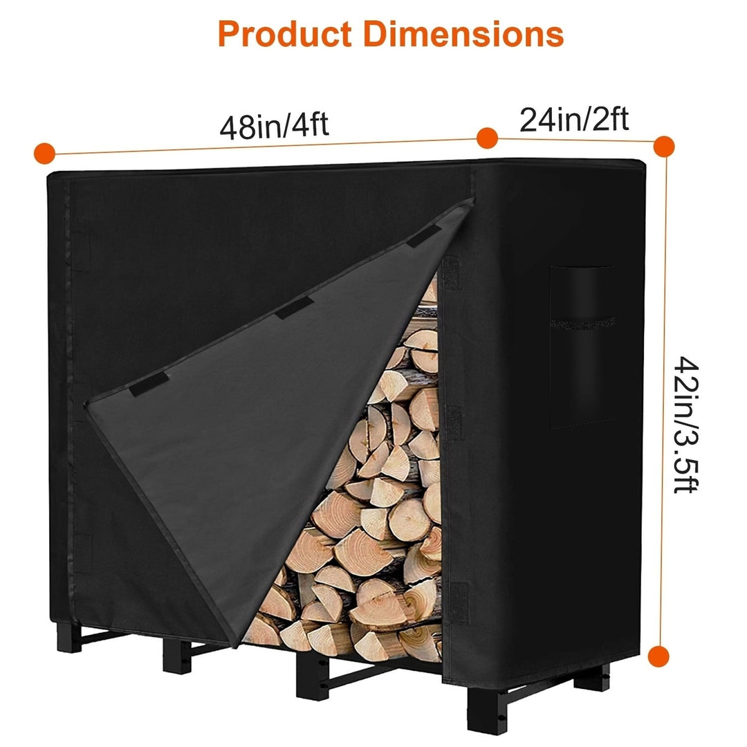 4FT Firewood Log Rack Cover Rectangular Wood Rack Cover 420D Oxford Fabric Waterproof Windproof UV Resistant Image 6