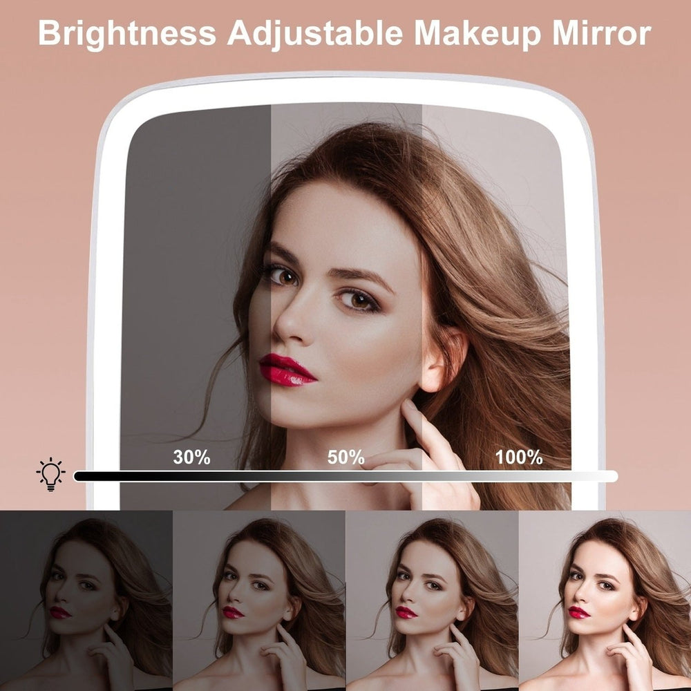 Lighted Makeup Mirror Vanity Desk Mirror Small LED Mirror with 3 Light Colors Touch Screen Brightness Adjustable USB Image 2