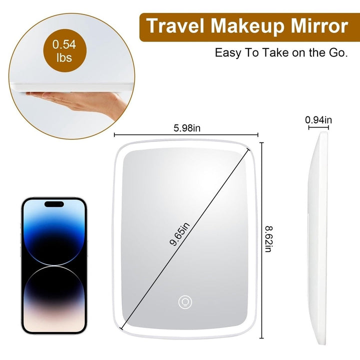 Lighted Makeup Mirror Vanity Desk Mirror Small LED Mirror with 3 Light Colors Touch Screen Brightness Adjustable USB Image 7