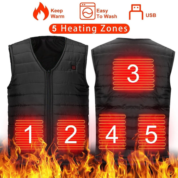 Heat Jacket Vest 3 Heating Gear Adjustable USB Heated Vest Warm Heat Coat Vest with 5 Heating Pads for Men Women Winter Image 4