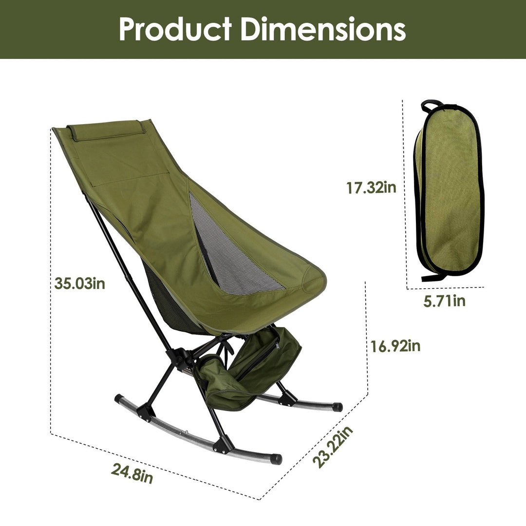 Portable Camping Rocking Chair 198LBS Weight Capacity Included Carry Bag High Back Rocker Chair For Patio Fishing Beach Image 8