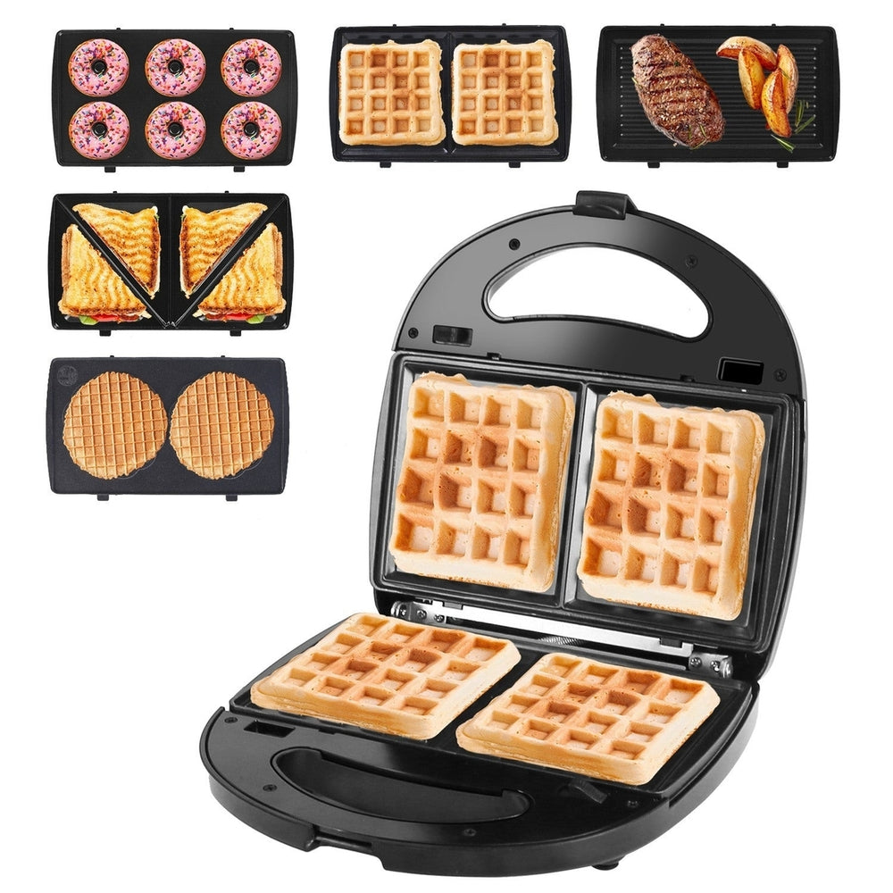 Electric Sandwich Maker Waffle Panini Press Grill with Removable Non-Stick Plates Double-Sided Heating Cool Touch Handle Image 2