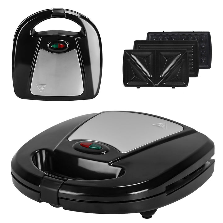 Electric Sandwich Maker Waffle Panini Press Grill with Removable Non-Stick Plates Double-Sided Heating Cool Touch Handle Image 3