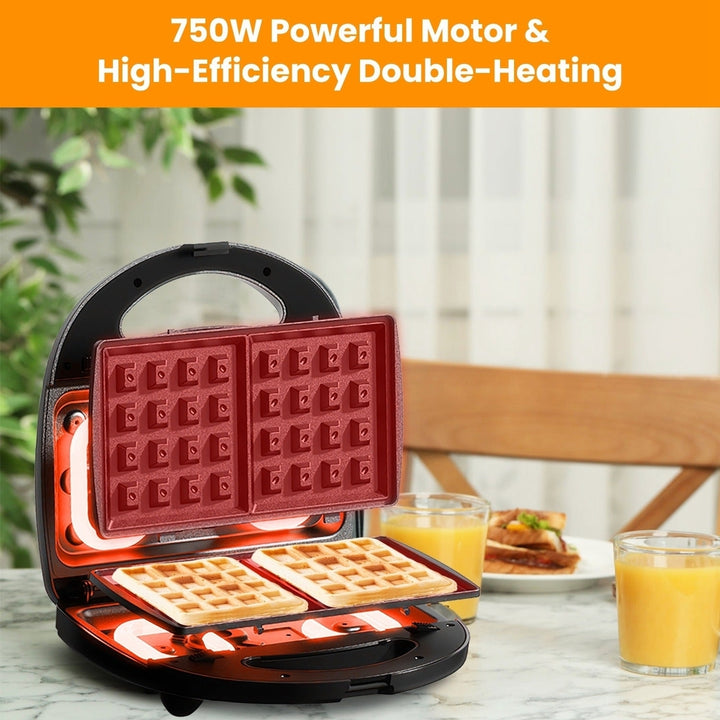 Electric Sandwich Maker Waffle Panini Press Grill with Removable Non-Stick Plates Double-Sided Heating Cool Touch Handle Image 4