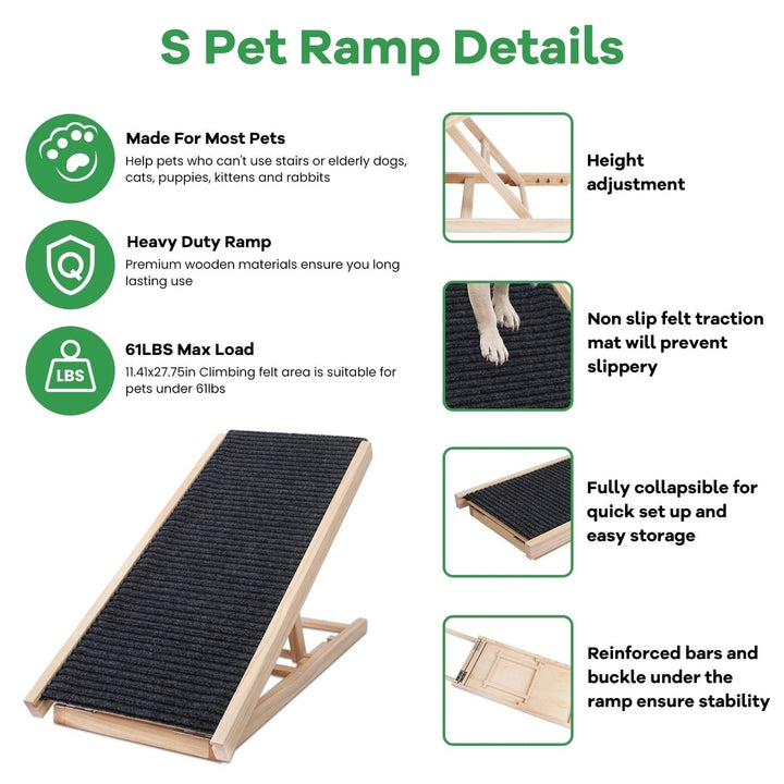 Foldable Wooden Dog Ramp for High Beds Non Slip Heights Adjustable Pet Cat Ramp for Couch Car SUV Image 10