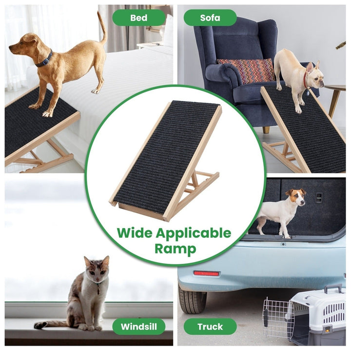 Foldable Wooden Dog Ramp for High Beds Non Slip Heights Adjustable Pet Cat Ramp for Couch Car SUV Image 12