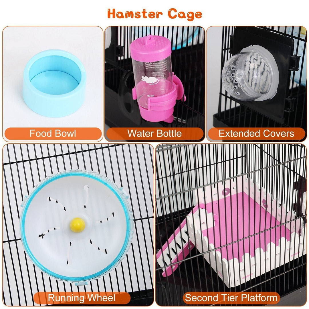 2-Tier Hamster Cage Small Animal Critter House Habitat Cage Hamster Playpen Image 4