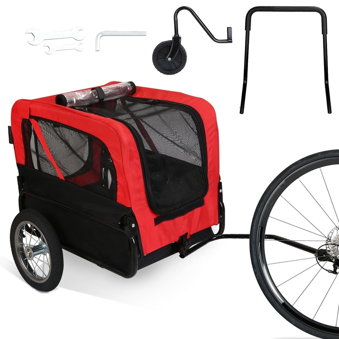 2-in-1 Pet Bike Trailer And Stroller with Canopy Bicycle Carrier Bicycle Cargo Wagon Trailer Image 12