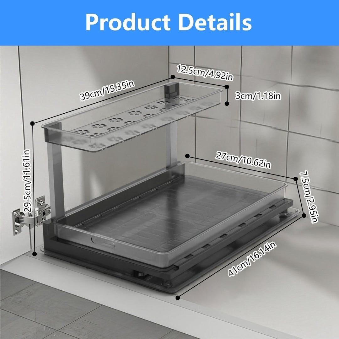 2-Tier Pull Out Under Sink Organizer Cabinet Organizer With Sliding Drawer Tray L-Shaped Slide Out Storage Shelves For Image 7