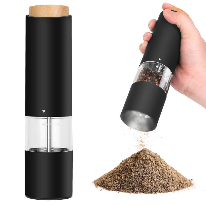 2Pcs Electric Salt and Pepper Grinder Battery Powered Salt Mill Sets With Adjustable Coarseness 1 Hand Easy Operation Image 1