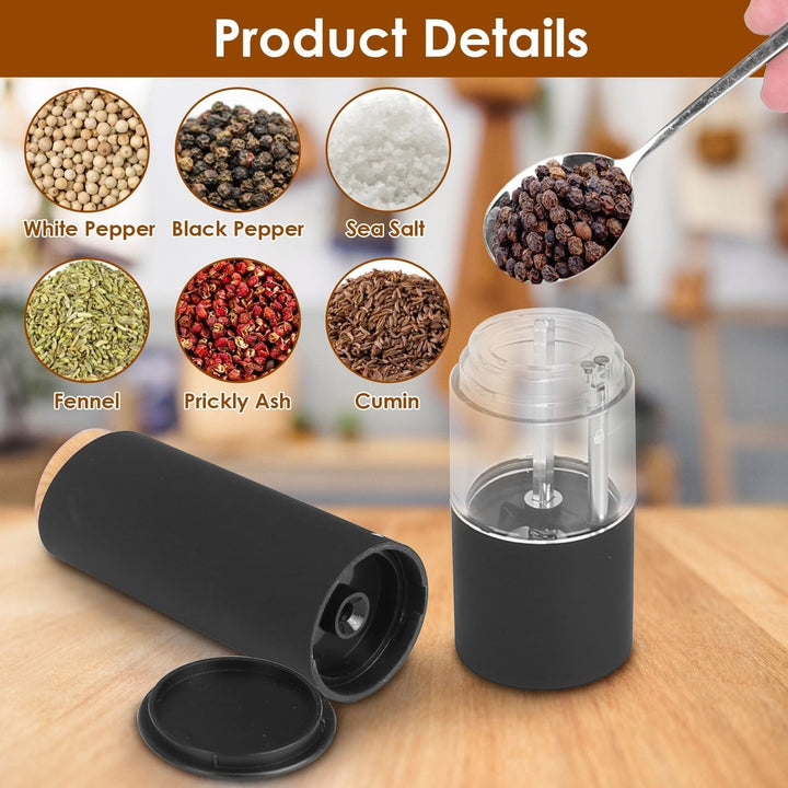 2Pcs Electric Salt and Pepper Grinder Battery Powered Salt Mill Sets With Adjustable Coarseness 1 Hand Easy Operation Image 6