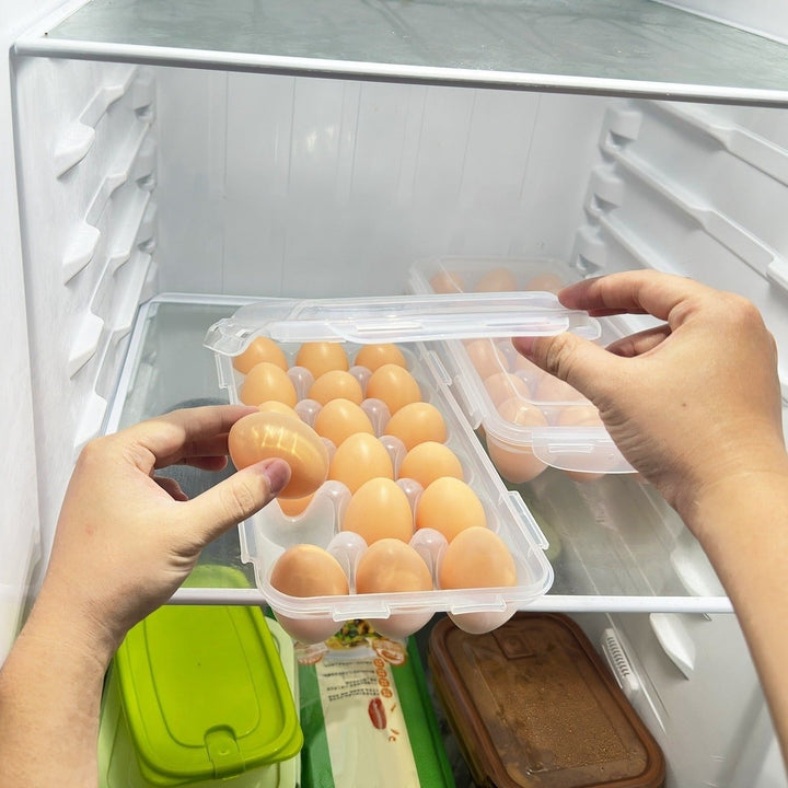 2Pcs Plastic Egg Holder Stackable Egg Storage Box Egg Rack for Refrigerator 18 Cavity Per Container Dishwasher Safe Image 11