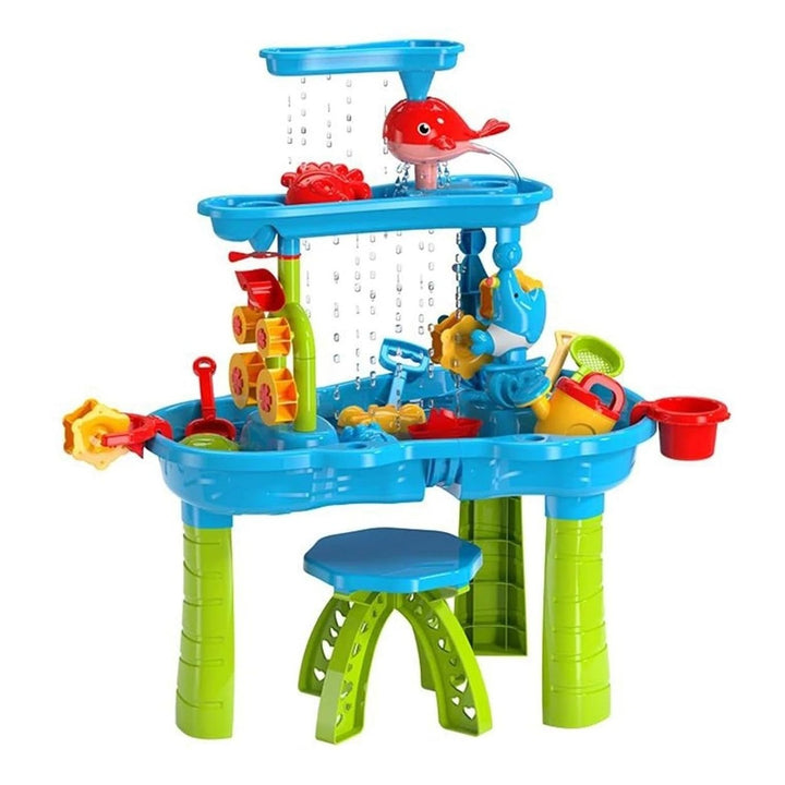 Kid Sand Water Table Toddler Water Activity Table Rain Showers Play Table Toy for 3-6 Years Old Sensory Exercise Image 1