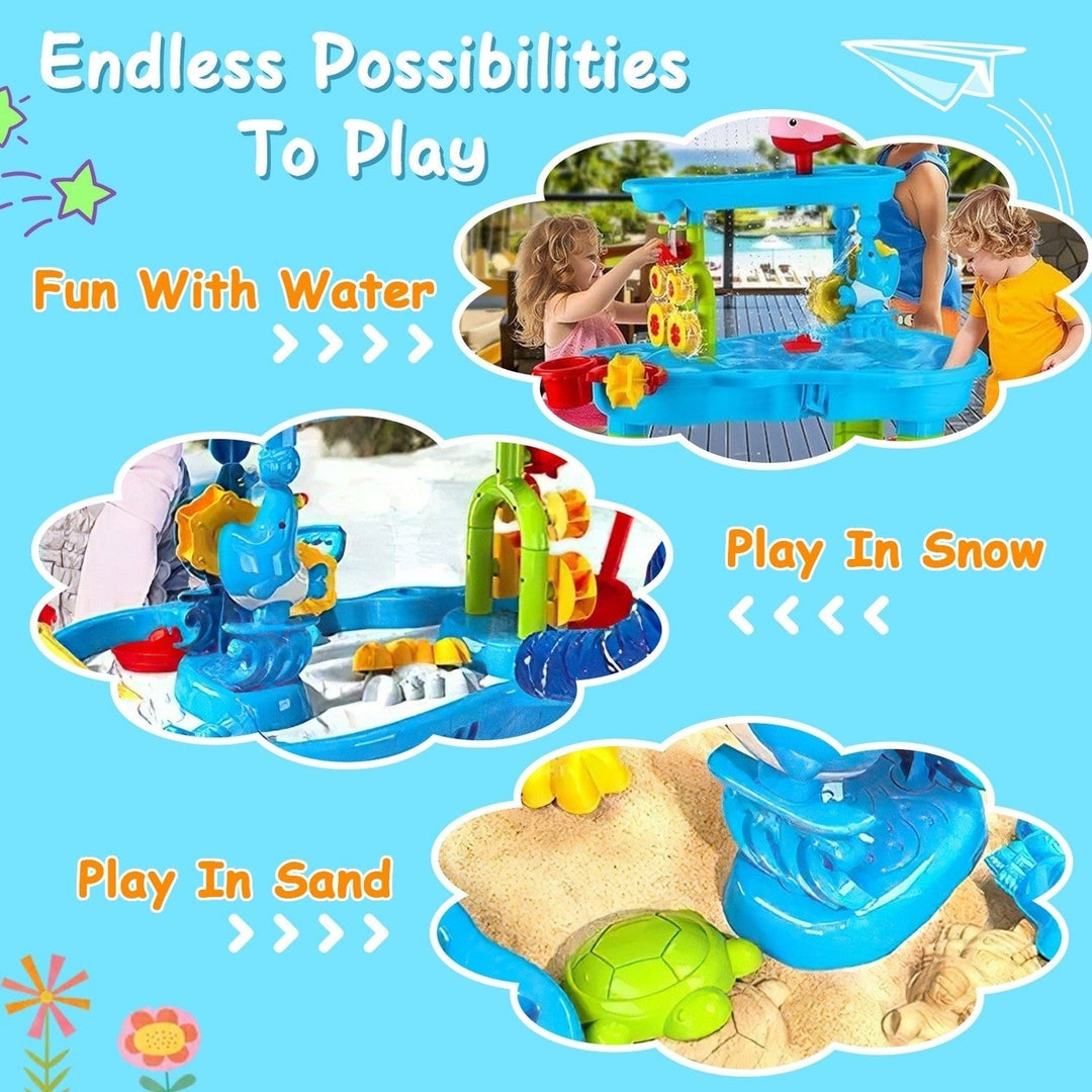 Kid Sand Water Table Toddler Water Activity Table Rain Showers Play Table Toy for 3-6 Years Old Sensory Exercise Image 2