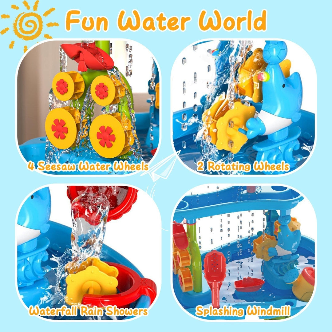 Kid Sand Water Table Toddler Water Activity Table Rain Showers Play Table Toy for 3-6 Years Old Sensory Exercise Image 4