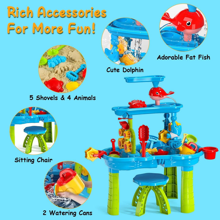 Kid Sand Water Table Toddler Water Activity Table Rain Showers Play Table Toy for 3-6 Years Old Sensory Exercise Image 4