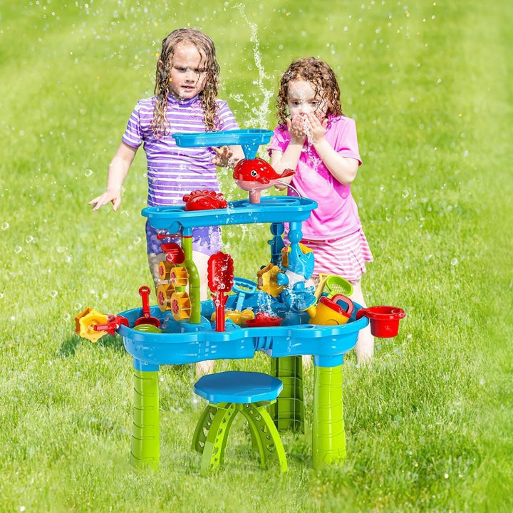 Kid Sand Water Table Toddler Water Activity Table Rain Showers Play Table Toy for 3-6 Years Old Sensory Exercise Image 11